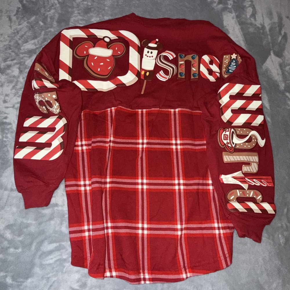 Walt Disney World Holiday Snacks Spirit Jersey Christmas Red Plaid Treats Sz S